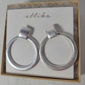 Ettika Silver Plated Classic Metallic Hoop 2" Earrings